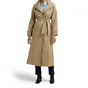 Lauren Ralph Lauren  Tan Trench Coat Stand Collar Long Large